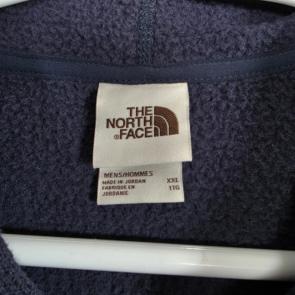 The North Face Hoodie Men's XXL Navy Waffle Fleece Zip Neck Pullover